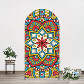 Lofaris Colorful Artistic Floral Mandala Lohri Arch Backdrop